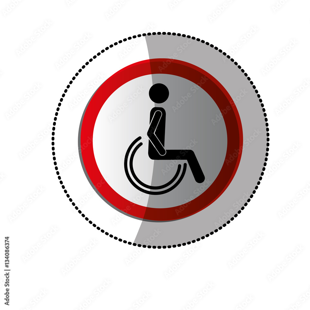 dotted sticker with avatar sitting wheelchair vector illustration dotted sticker with avatar sitting wheelchair vector illustration
