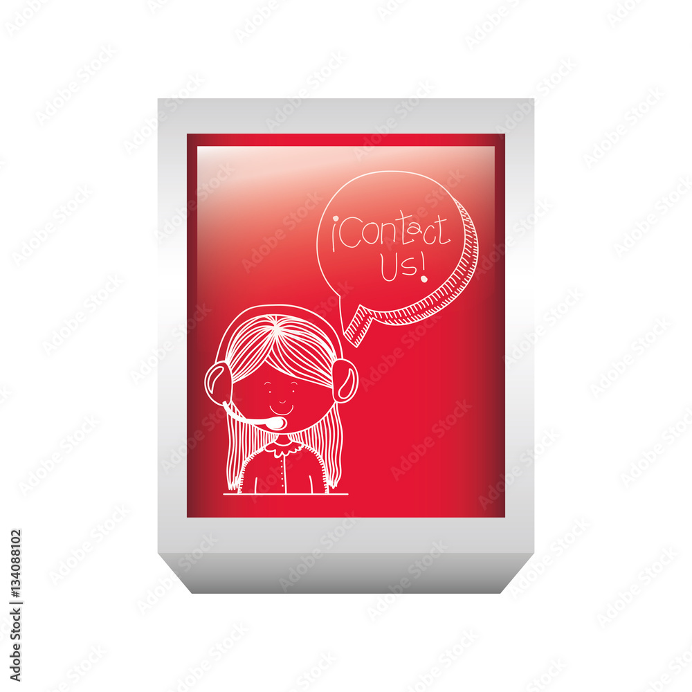 rectangle button call center operator with balloon dialogue vector illustration rectangle button call center operator with balloon dialogue vector illustration