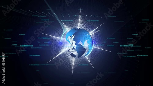 Electronic planet Earth as seen from space high-tech animation