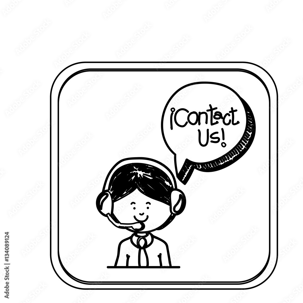 silhouette square button call center operator with balloon dialogue vector illustration silhouette square button call center operator with balloon dialogue vector illustration