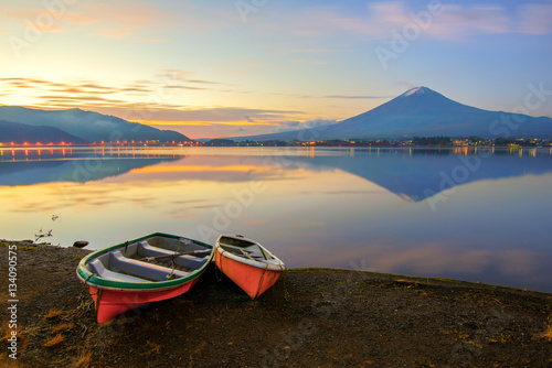 Mount Fuji from Lake Kawaguchiko in morning photo