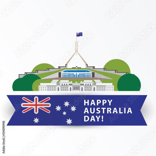 Happy Australia day, 26 january. Greatest landmarks as symbol of country. Canberra