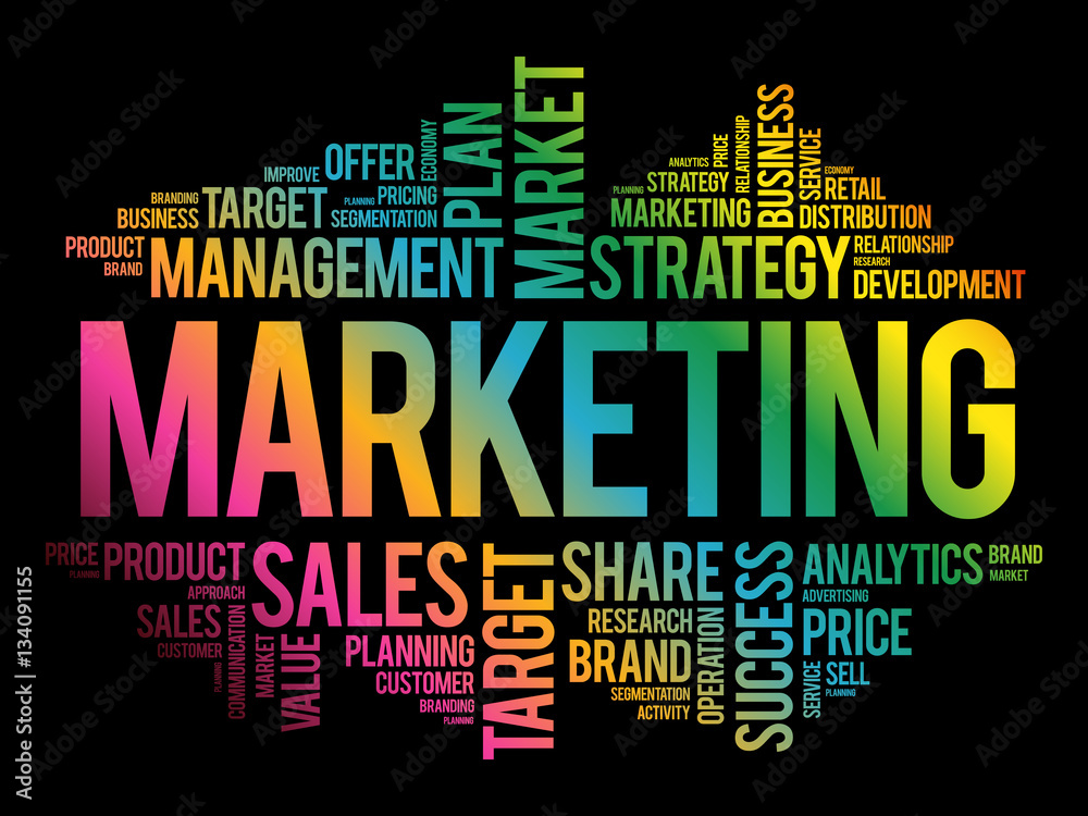 Marketing word cloud collage, business concept background Marketing word cloud collage, business concept background