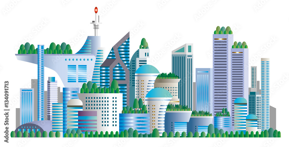 近未来都市 高層ビル 近未来建築 Stock Illustration Adobe Stock