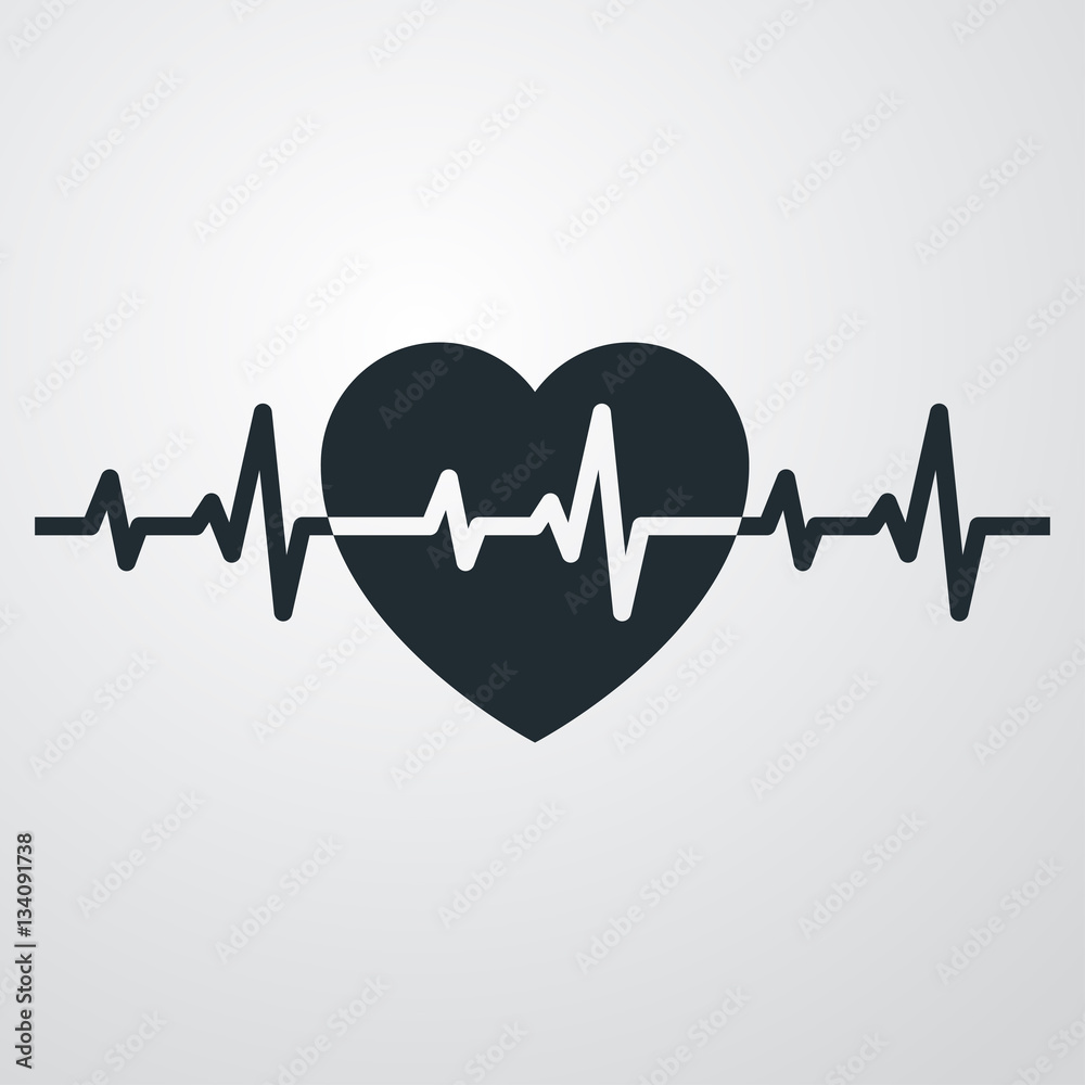 Icono plano ritmo cardiaco con linea en fondo degradado Stock Vector ...