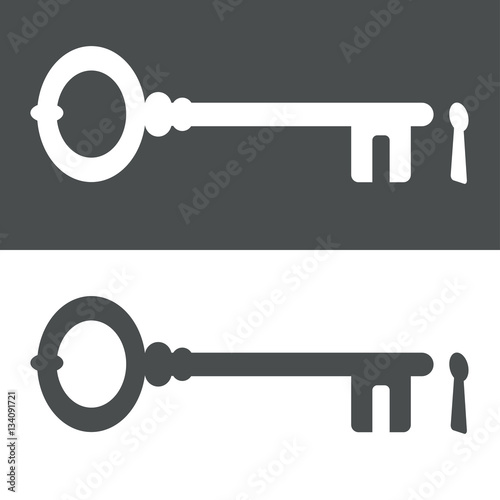 Icono plano llave con cerradura gris y blanco