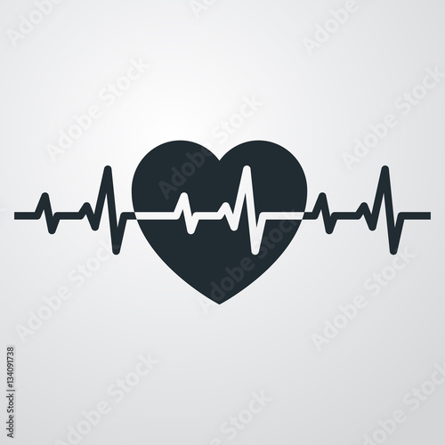 Icono plano ritmo cardiaco con linea en fondo degradado