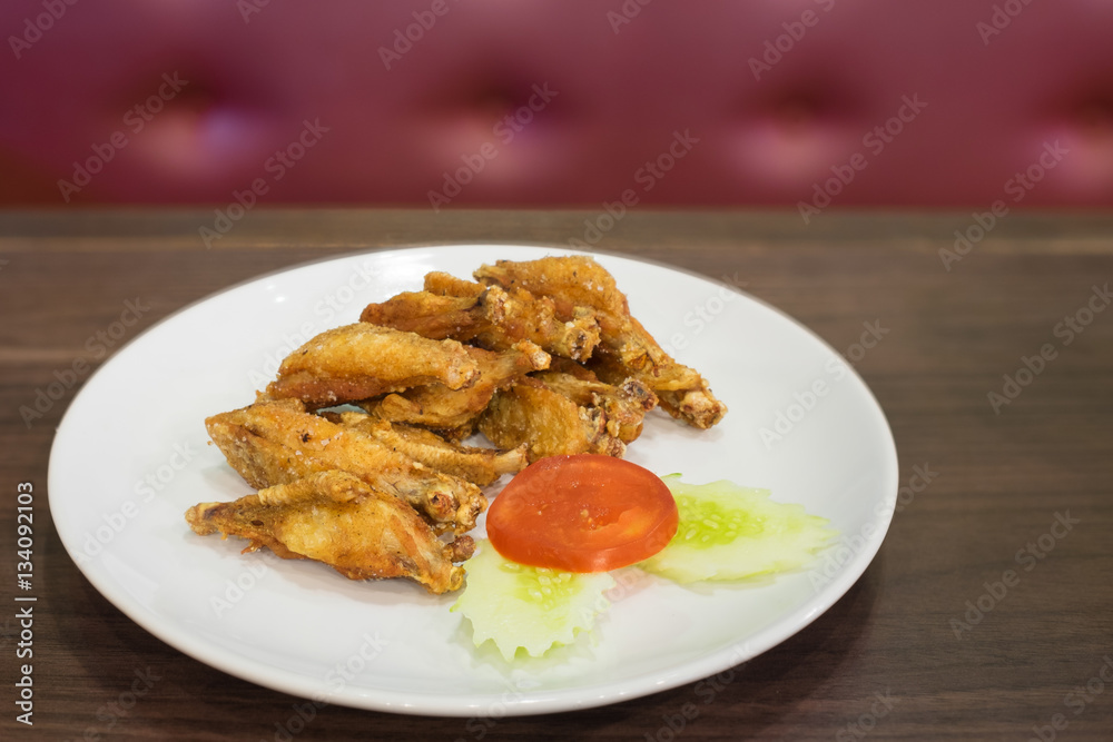 Fried chicken with salt. Fried chicken with salt.