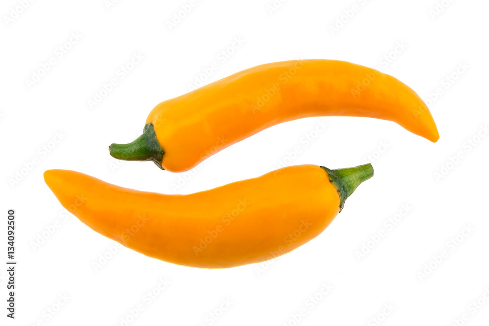 Yellow chili pepper isolated on white background. Yellow chili pepper isolated on white background.