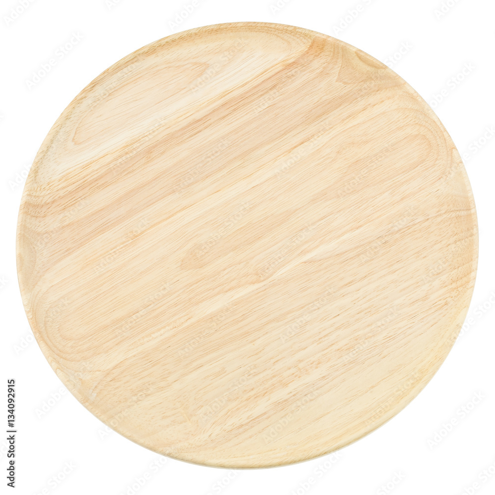 Top view empty wooden plate isolated on white background. Top view empty wooden plate isolated on white background.