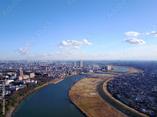 江戸川上空からの風景