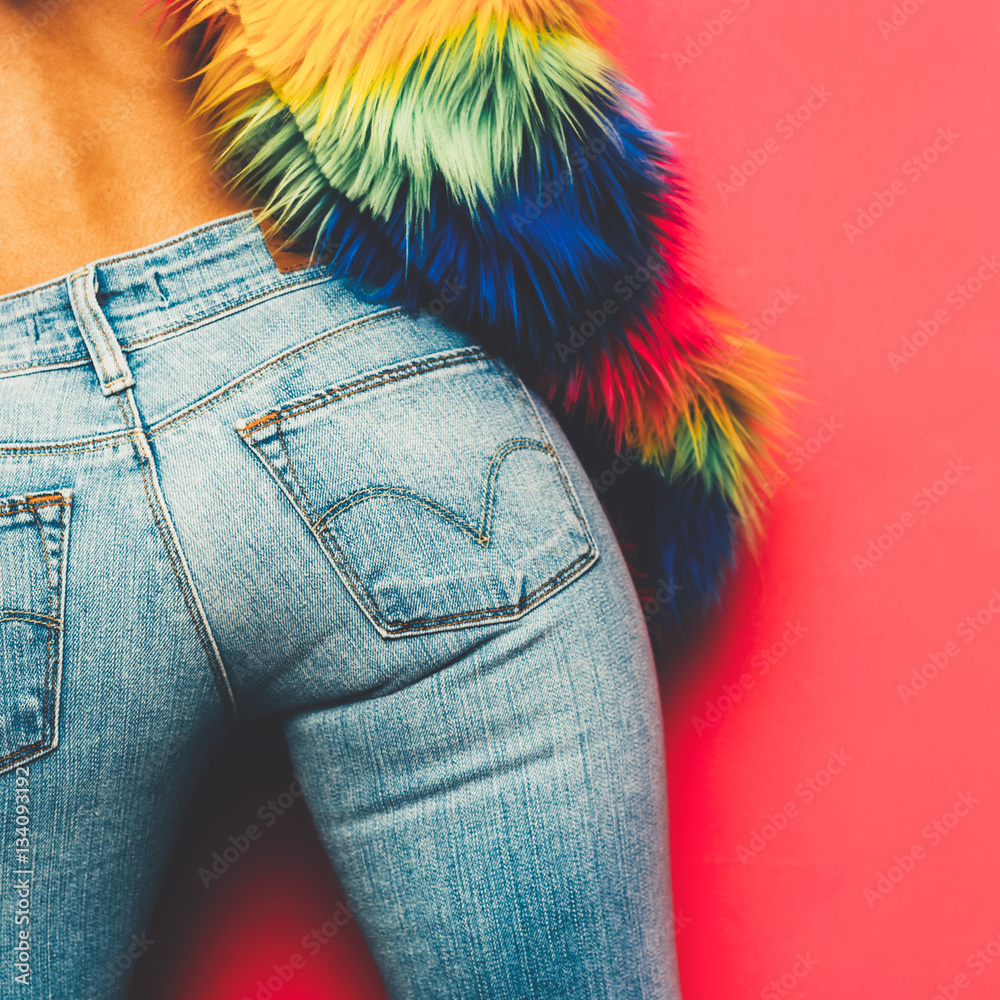 Model Disco Ass Country style fashion accessories. Classic jeans foto de  Stock | Adobe Stock