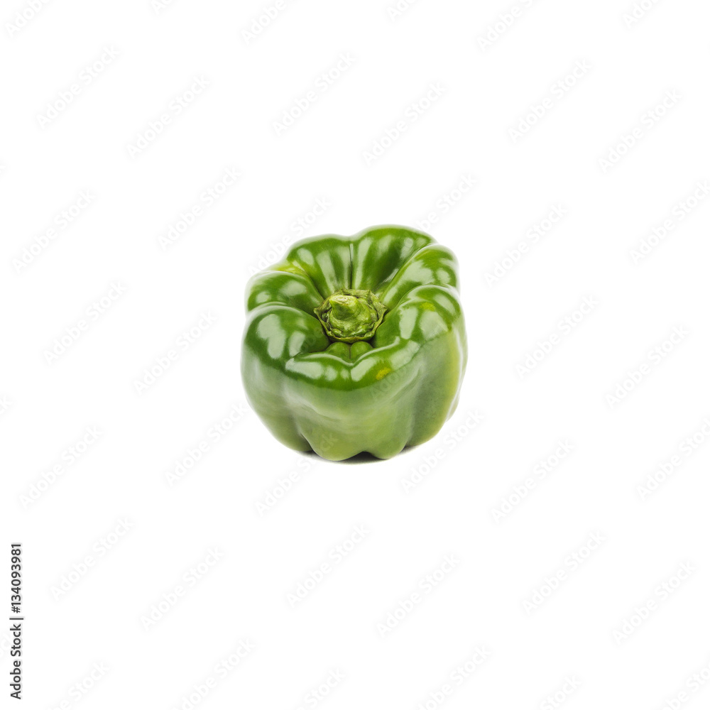 Green sweet Bell Peppers, isolated on white
