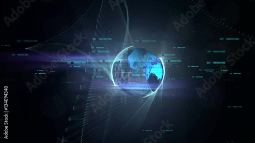Electronic planet Earth as seen from space to loop the animation on the theme of modern digital and information technologies.