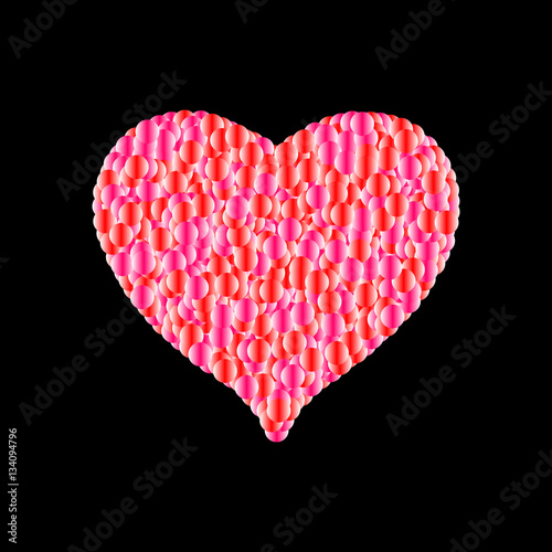 Happy Valentine's Day. heart pink red gradient. black background. vector illustration.