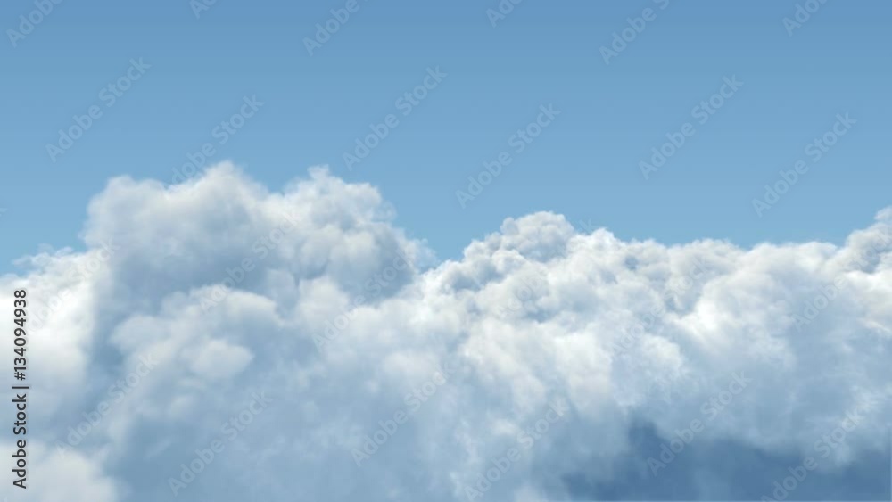 Flying through the cumulus clouds. Seamlessly looped video. Includes matte layer.