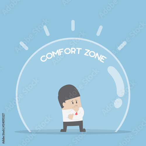 Businessman standing in comfort zone