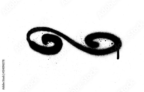 graffiti decorative curly shape in black on white