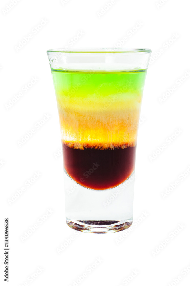 sliced shot cocktail isolated on white background sliced shot cocktail isolated on white background