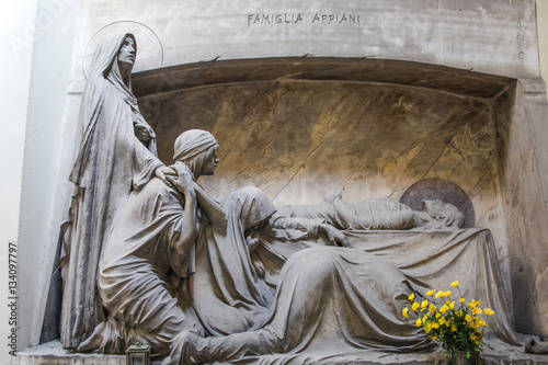 Canvas Print GENOA, ITALY, MAY 26, 2014 - Tomb of the Appiani family, monumental cemetery of Genoa, Italy, famous for the cover of the album of the English band Joy Division's  Closer