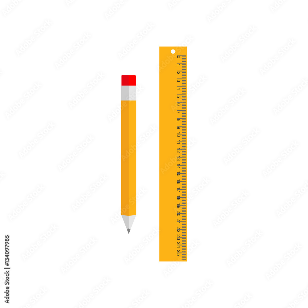 Yellow pencil and rule Yellow pencil and rule