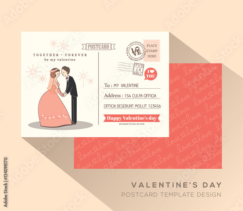 Cute Valentine postcard card design