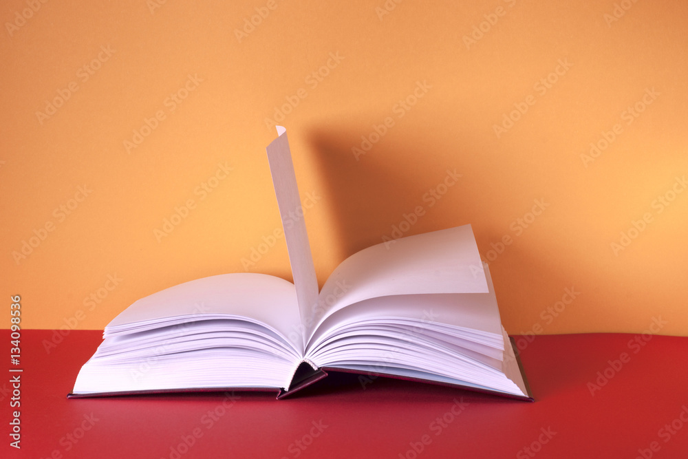 Open book on light table. Back to school. Copy space. Open book on light table. Back to school. Copy space.