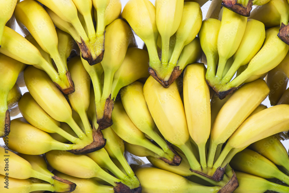 Fresh bananas and South America map