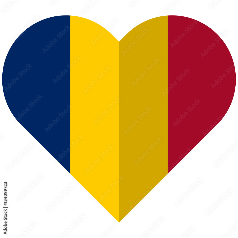 Fototapeta premium Chad flat heart flag