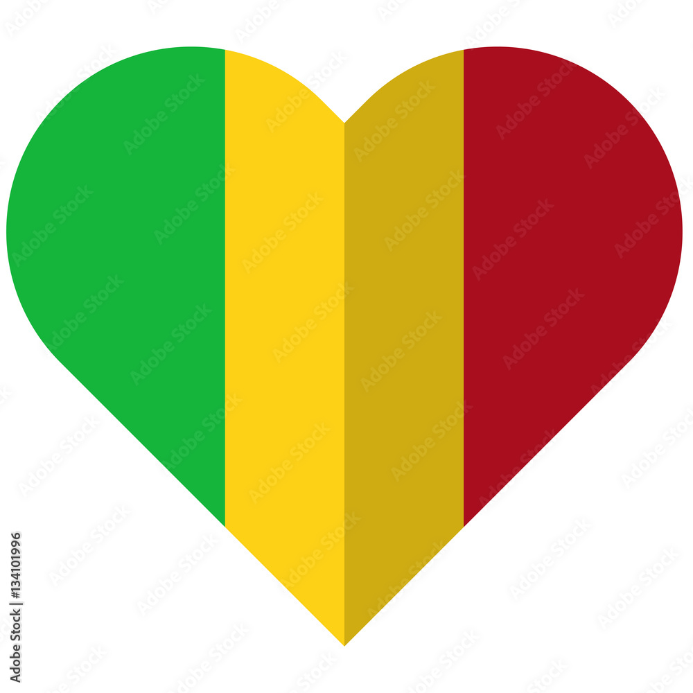 Fototapeta premium Mali flat heart flag