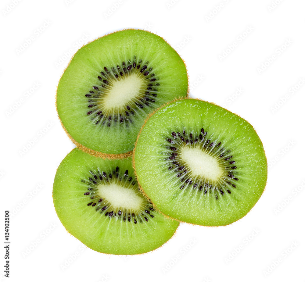 Slice of fresh kiwi fruit isolated on white background Slice of fresh kiwi fruit isolated on white background