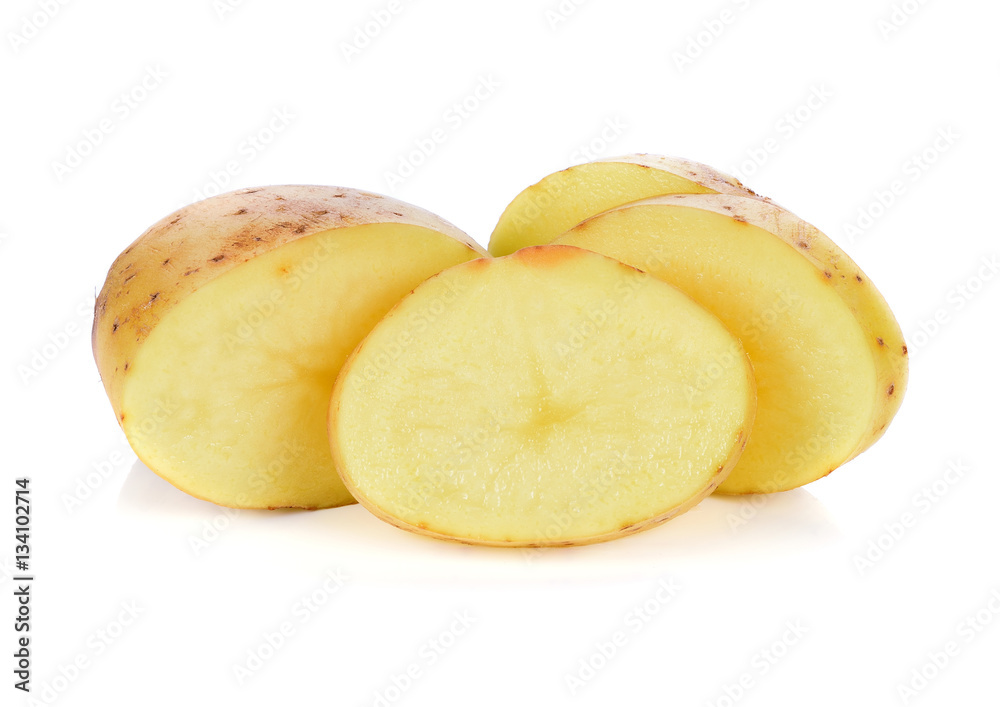 Sliced potatoes isolated on white