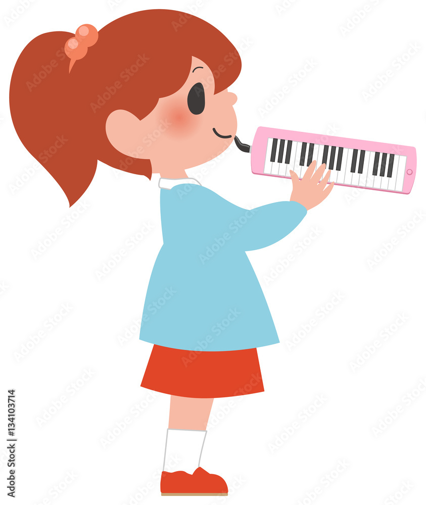 ピアニカを演奏する女の子 Stock イラスト Adobe Stock