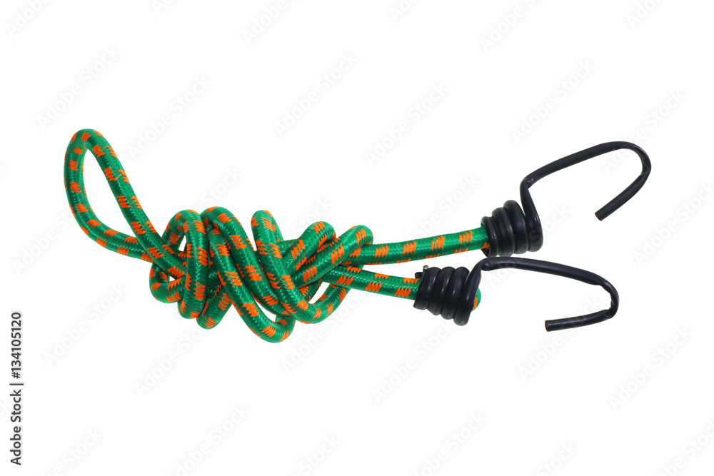 stretched rope with hook isolated on white stretched rope with hook isolated on white