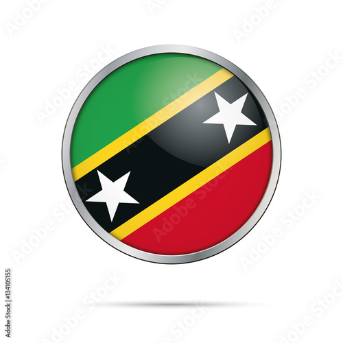 Vector Saint Kitts and Nevis flag in glass button style with metal frame. Free Download Vector Saint Kitts and Nevis flag in glass button style with metal frame. - GFXLoad