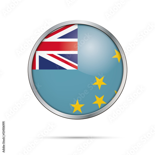 Free Download Vector Tuvaluan flag button. Tuvalu flag in glass button style with metal frame. - GFXLoad