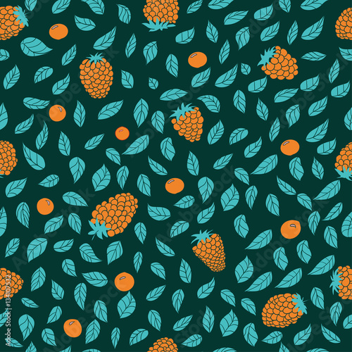 silhouette ruspberry and leaves pattern