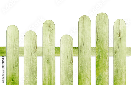 Grünes Gatter aus Holz, Zaunelement ohne Dekoration