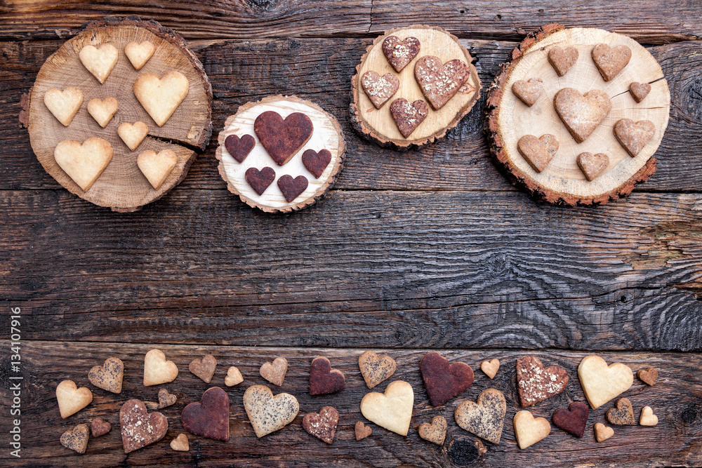 Delicious heart shaped cookies baked with love Delicious heart shaped cookies baked with love