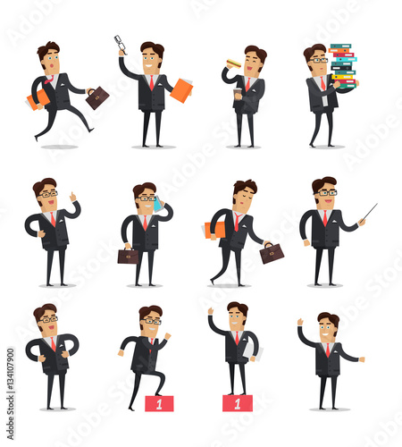 Set of Businessman in Different Poses