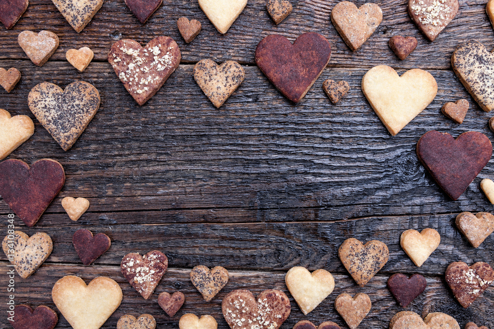 Delicious heart shaped cookies baked with love Delicious heart shaped cookies baked with love