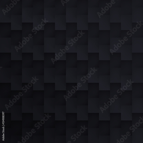 Volume realistic vector black texture, cubes, steps geometric pattern, design dark wallpaper © panimoni