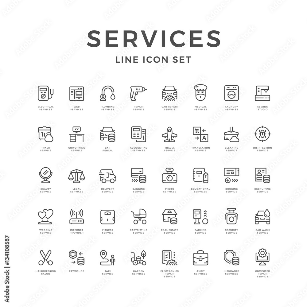 Set line icons of service Set line icons of service