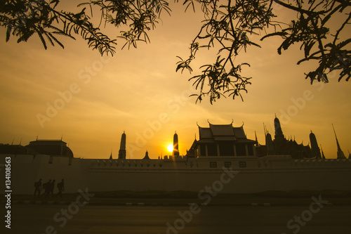 Grand Palace on sunset at Bangkok, Thailand