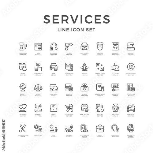 Set line icons of service