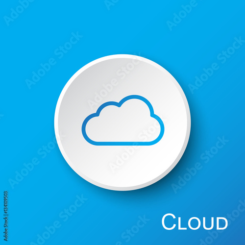 Cloud button on blue gradient background