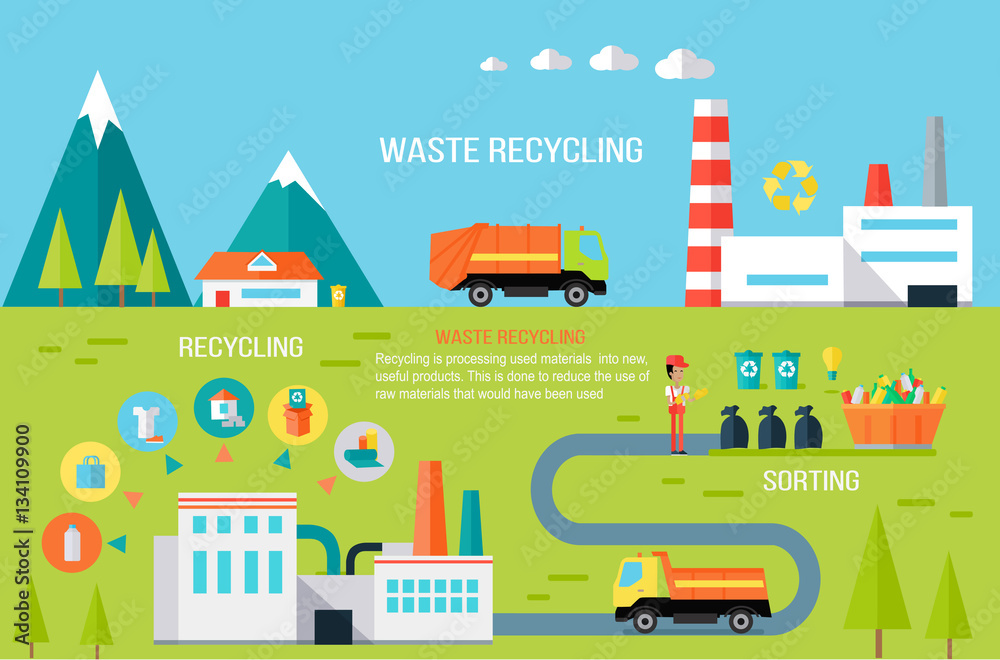 Waste Recycling Infographic Vector Concept. Waste Recycling Infographic Vector Concept.
