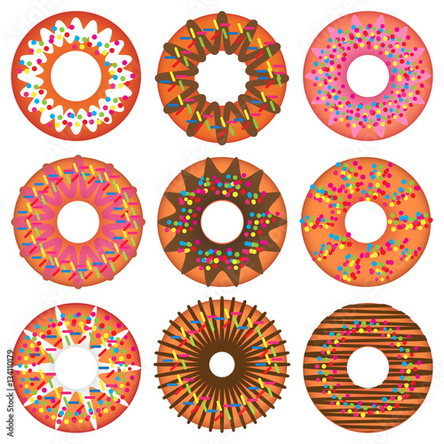 set of tasty donuts with different fillings