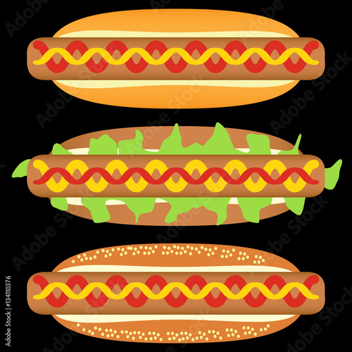 a set of mouth-watering hot dogs with different sauces and toppi