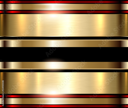 Gold metal background, shiny metallic golden plate.